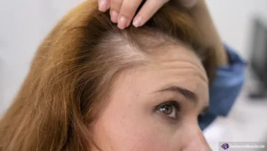 Caucasian woman looking in the mirror wondering why is my hair thinning?